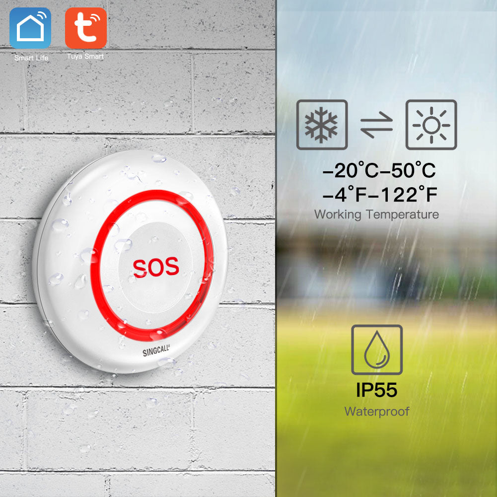 SINGCALL WiFi Smart Home SOS Botón de alarma de emergencia para Personas mayores
