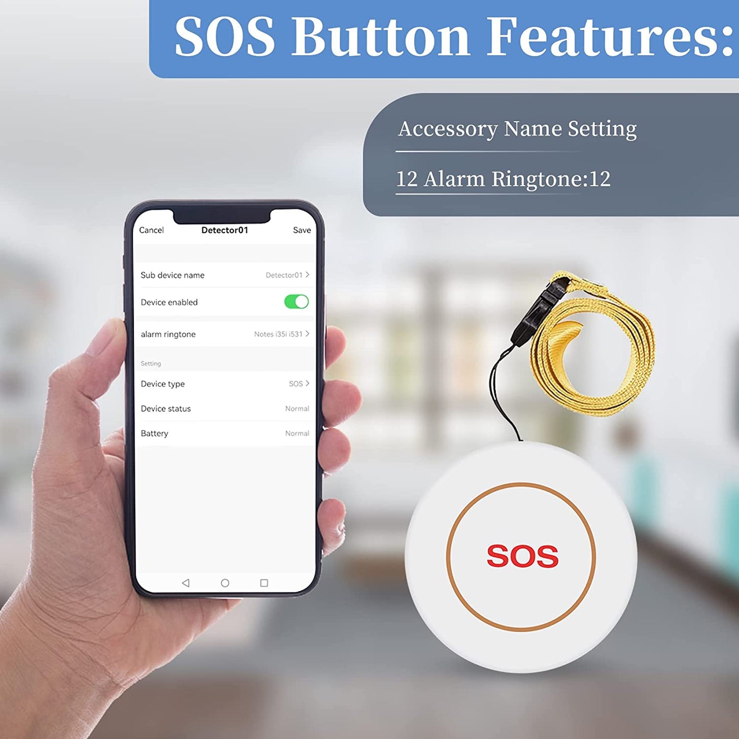 Sistema de localización para personas mayores con WiFi inalámbrico, botón de llamada SOS, sistema de alerta médica SOS de emergencia